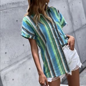SHEIN | Tops | Linen Stripe Shirt 